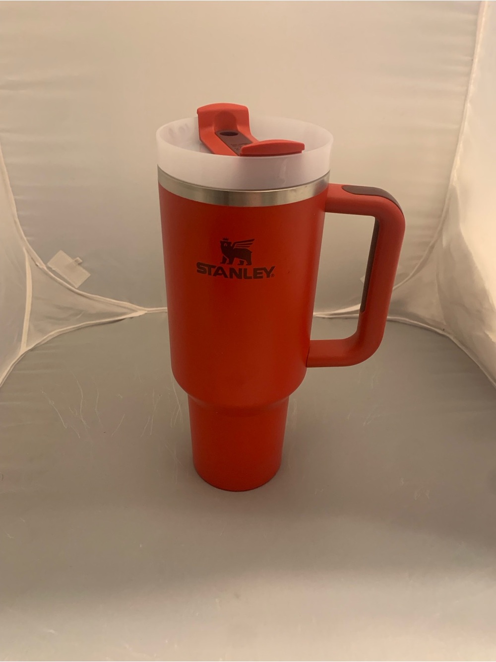 Stanley Cup Red Insulated Travel Mug with Handle and Flip Lid